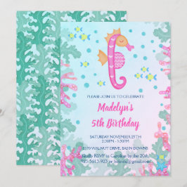 Cavalo-marinho Sob O Convite De Aniversário Do Mar