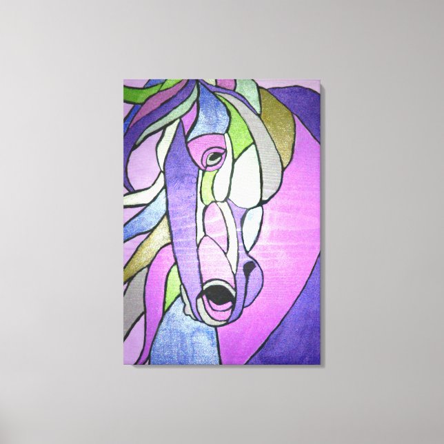 Cavalo Metálico em Canvas Roxa (Frente)