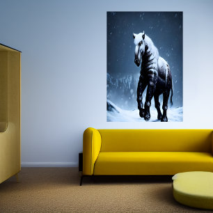Cavalo na neve   AI Art Poster