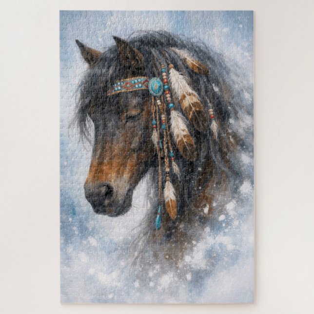 Cavalo Nativo Americano - Quebra-cabeça (Vertical)