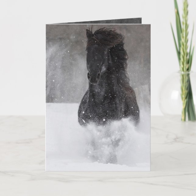Cavalo Negro corre no Cartão de Saudação Cavalo da (Frente)