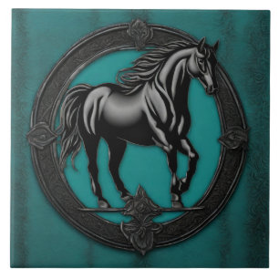 Cavalo Negro Teal Equestre do País Ocidental