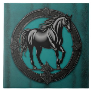 Cavalo Negro Teal Equestre do País Ocidental