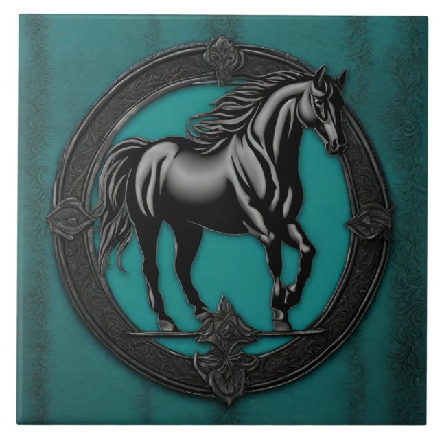 Cavalo Negro Teal Equestre do País Ocidental (Frente)