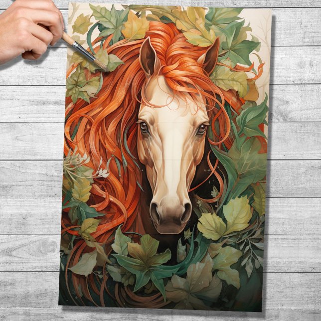 Cavalo No Papel De Decoupage Foliage 1 (Criador carregado)