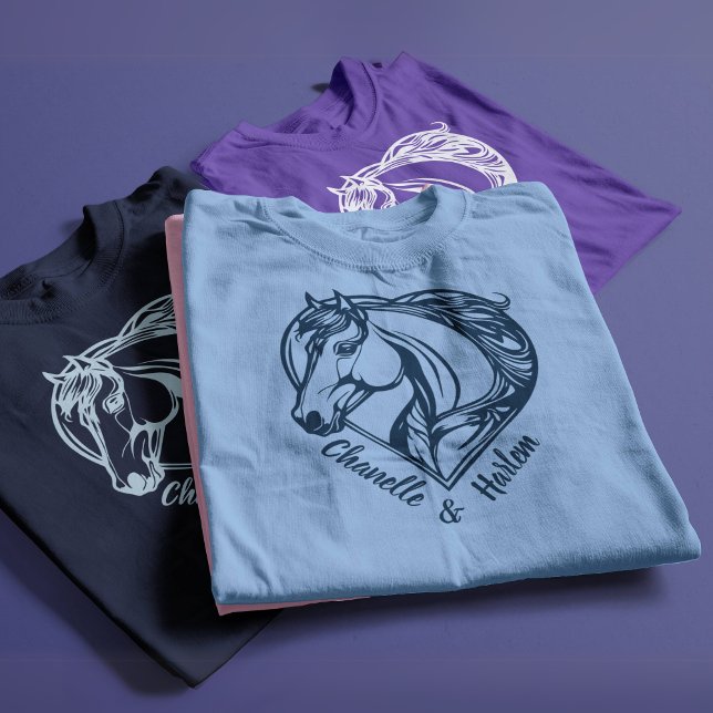 Cavalo Personalizado e Camiseta de Cavaleiro com N (Custom Horse & Rider T-Shirt with Names)