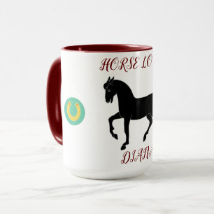 Cavalo Pousou duas caneca tonta com nome personali
