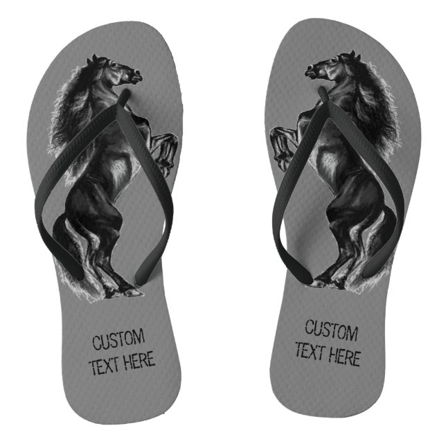 Cavalo Preto Direto Chinelos Seu Texto e Cor (Pé da cama)