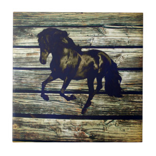 Cavalo Preto Equestre Equestre de Madeira Equestre