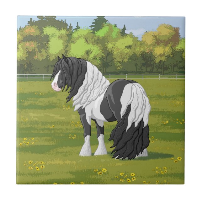 Cavalo Preto Pinto Piebald Vanner (Frente)