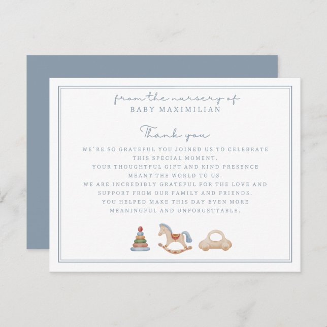 Cavalo Rocking, do berçário de, cartões de agradec (Frente/Verso)