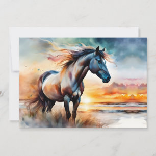 Cavalo Selvagem sobre Duna Cinzenta no Sunset
