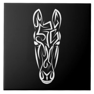Cavalo Tribal Negro e Branco