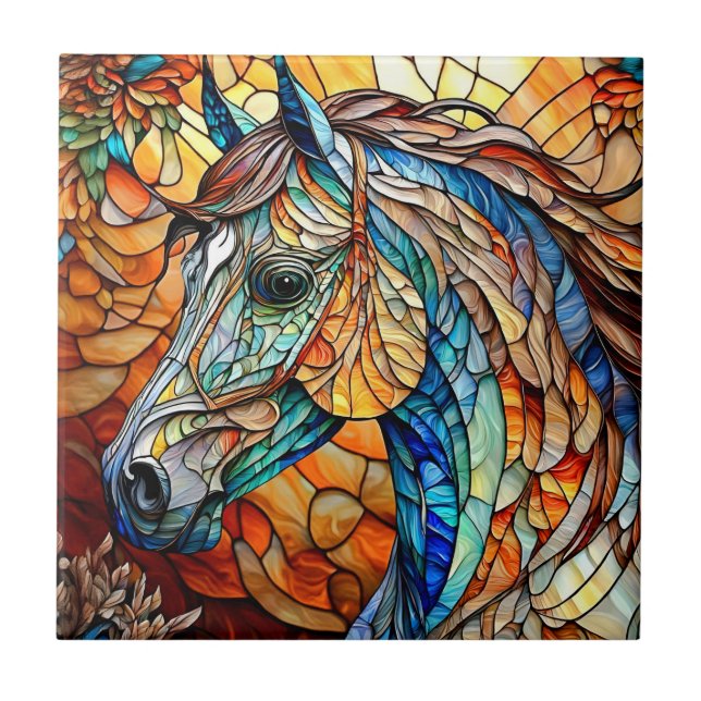 Cavalo Vibrante de Vidro Estampado 25 (Frente)