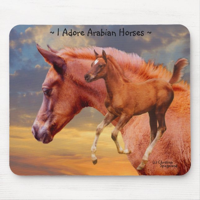 Cavalos Árabes Sunrise Mousepad (Frente)