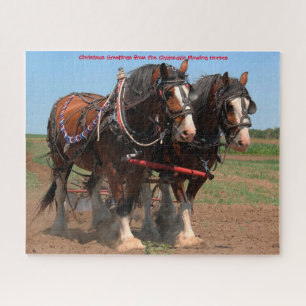 Cavalos Clydesdale Arando. Quebra-cabeça