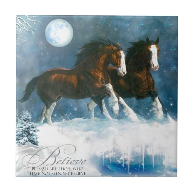 Cavalos Correndo Na Neve (Frente)