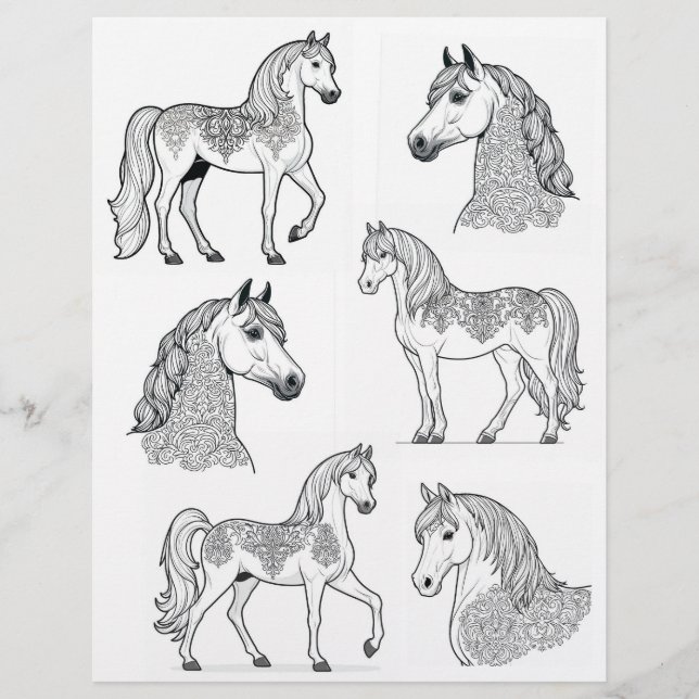 Cavalos de Design de Tatuagem de Damáscaras de Art (Frente)