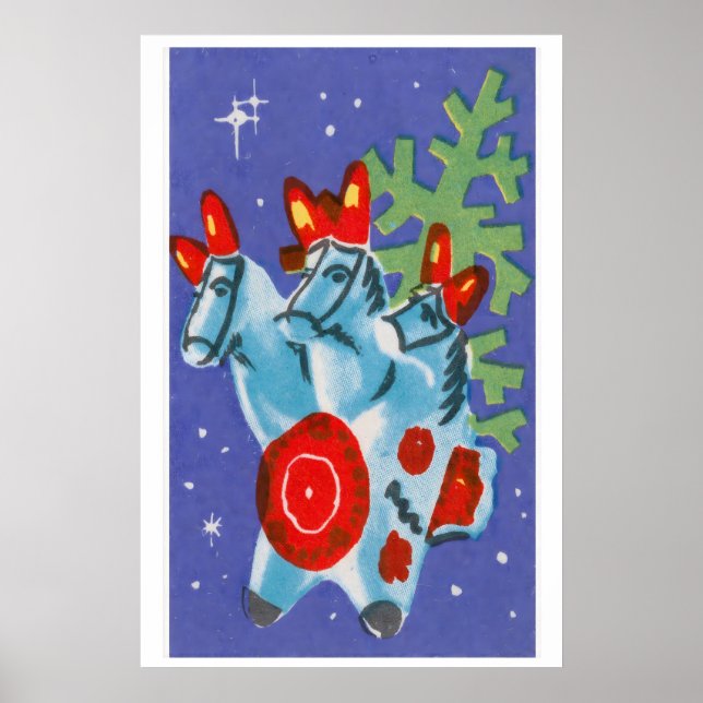  Cavalos de Natal - Impressão de Caixa de Fósforos (Frente)