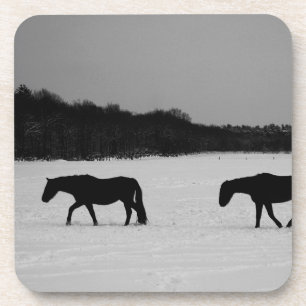 Cavalos em Porta copos de plástico com neve com r