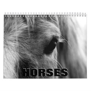 Cavalos em Preto e Branco Calendário de Parede 20