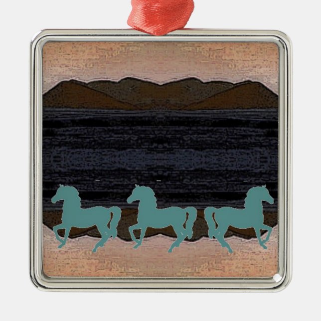 Cavalos Enfeites de natal cerâmico (Frente)