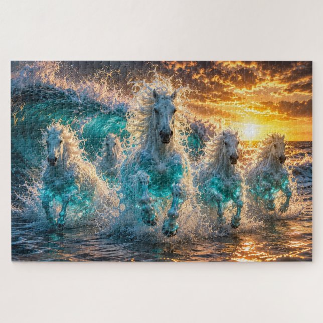 Cavalos Espírito do Oceano Quebra-Cabeça Fantasia  (Horizontal)