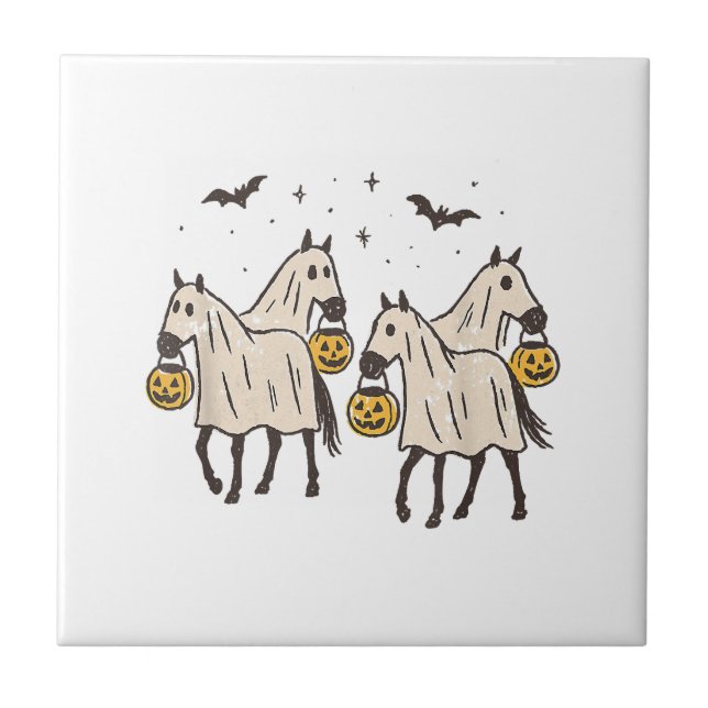 Cavalos Fantasmas Fofos no Halloween Doces ou Trav (Frente)