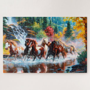 Cavalos Galopando na Quebra-cabeça do serrote de