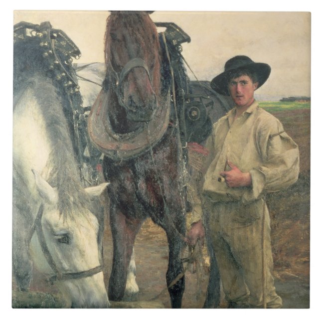 Cavalos na calha da água, 1884 (óleo em canvas) (Frente)