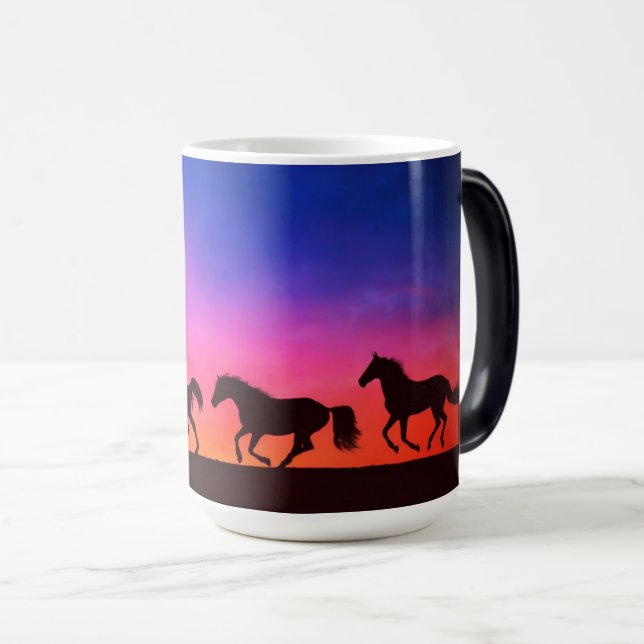 Cavalos Na Caneca De Silhuette Sunset (Frente Esquerda)