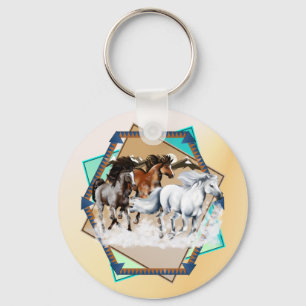 Cavalos no chaveiro da neve