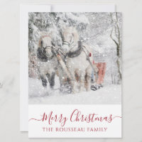 Cavalos No Convite De Natal Para Férias De Inverno