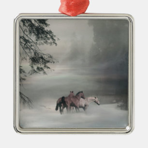 Cavalos no Enfeites de natal de neve