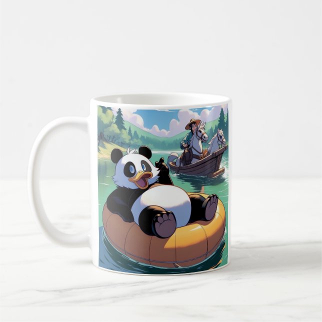 Cavalos panda gigantes nadando café xícara de chá (Esquerda)
