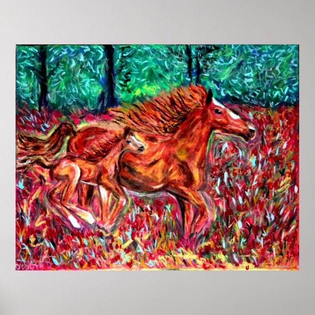 Cavalos Posters selvagens Arte de Debbie Davidsohn (Frente)