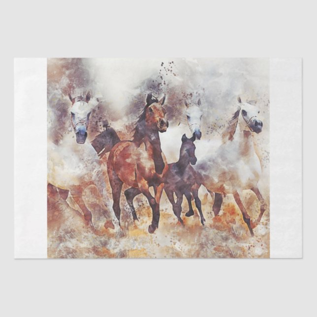 Cavalos Selvagens - Papel Tecido de Decoupage 15x1 (Frente )