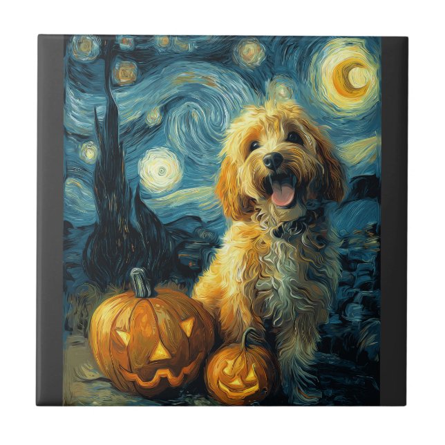 Cavapoo Cachorro Fofo Dia das Bruxas Abóbora Jack  (Frente)