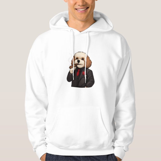 Cavapoo Don – Camiseta com Capuz de Cão Mafioso En (Frente)