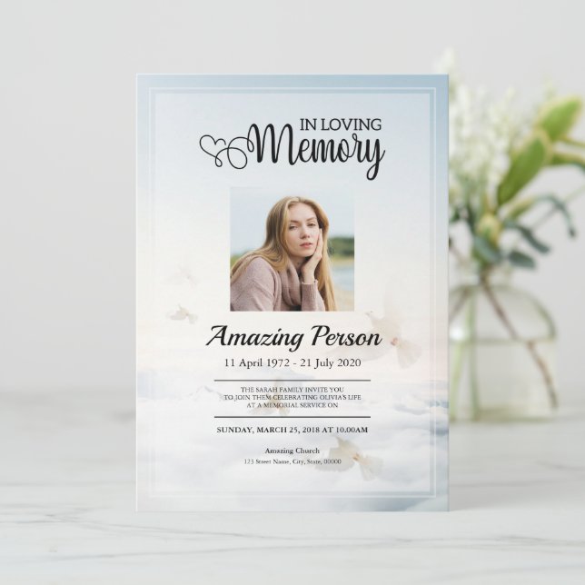 &Cave Ordem Funeral de Serviço Convite (Em pé/Frente)