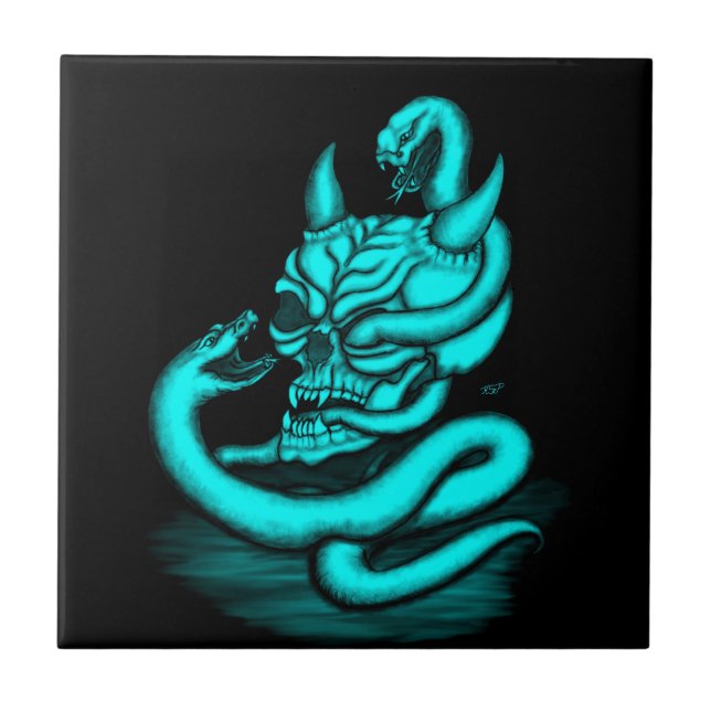 Caveira - Cabeça Diabo com Cobra (Frente)