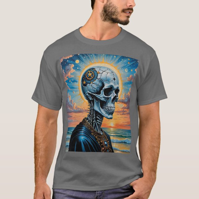 Caveira Celestial Crachada Camisa Sunset (Frente)