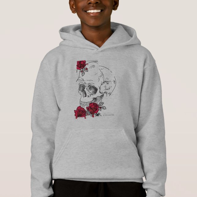 Caveira Com Flores - Design de Estilo Japonês Urba (Frente)
