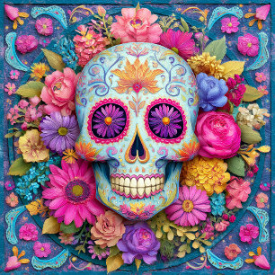Caveira de Açúcar Calavera Dia dos Mortos Azulejo