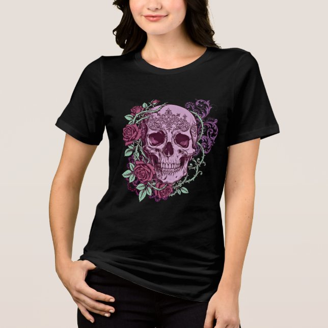 Caveira de Lavanda com Design Gótico de Rosas (Frente)
