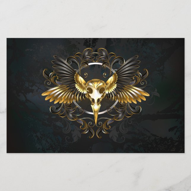 Caveira de ouro sobre fundo preto (Frente)