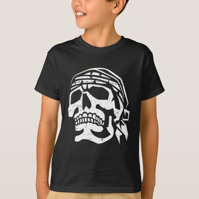 Caveira de Pirata Grunge e Desgastada - Camisa (Frente)