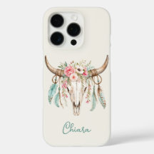 Caveira de Vaca Floral Aquarela Boho