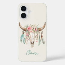 Caveira de Vaca Floral Aquarela Boho