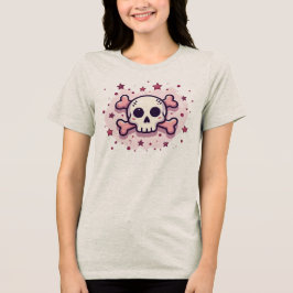 Caveira e Ossos Cruzados Rosa Pastel
